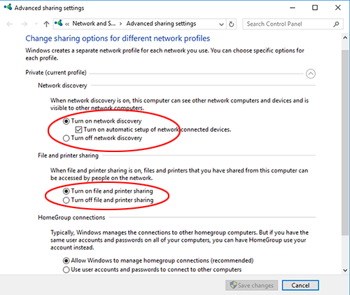 printer sharing between windows 7 and windows 10