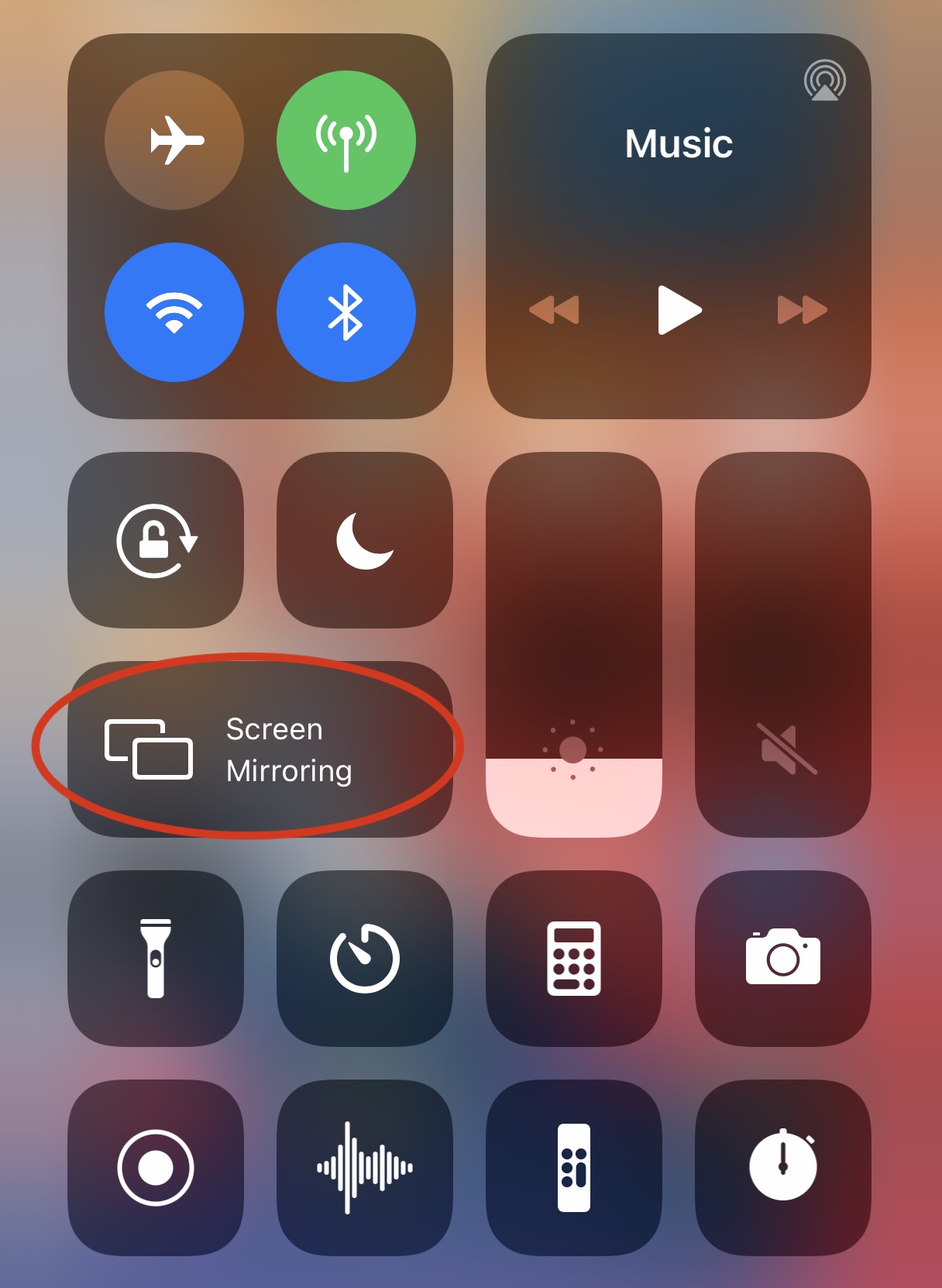 Bildschirmsynchronisierung im iOS-Kontrollzentrum