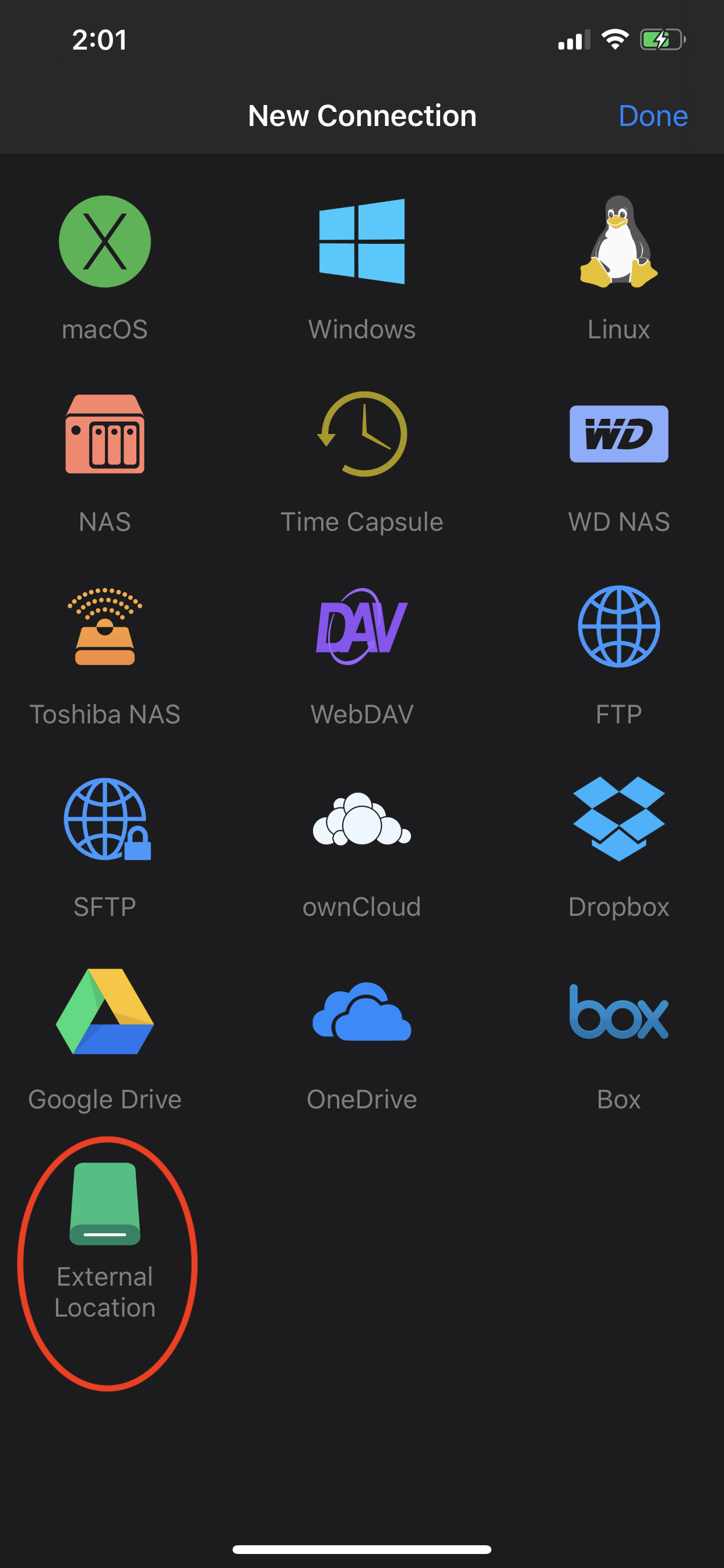 FE File Explorer に外部の場所を追加する