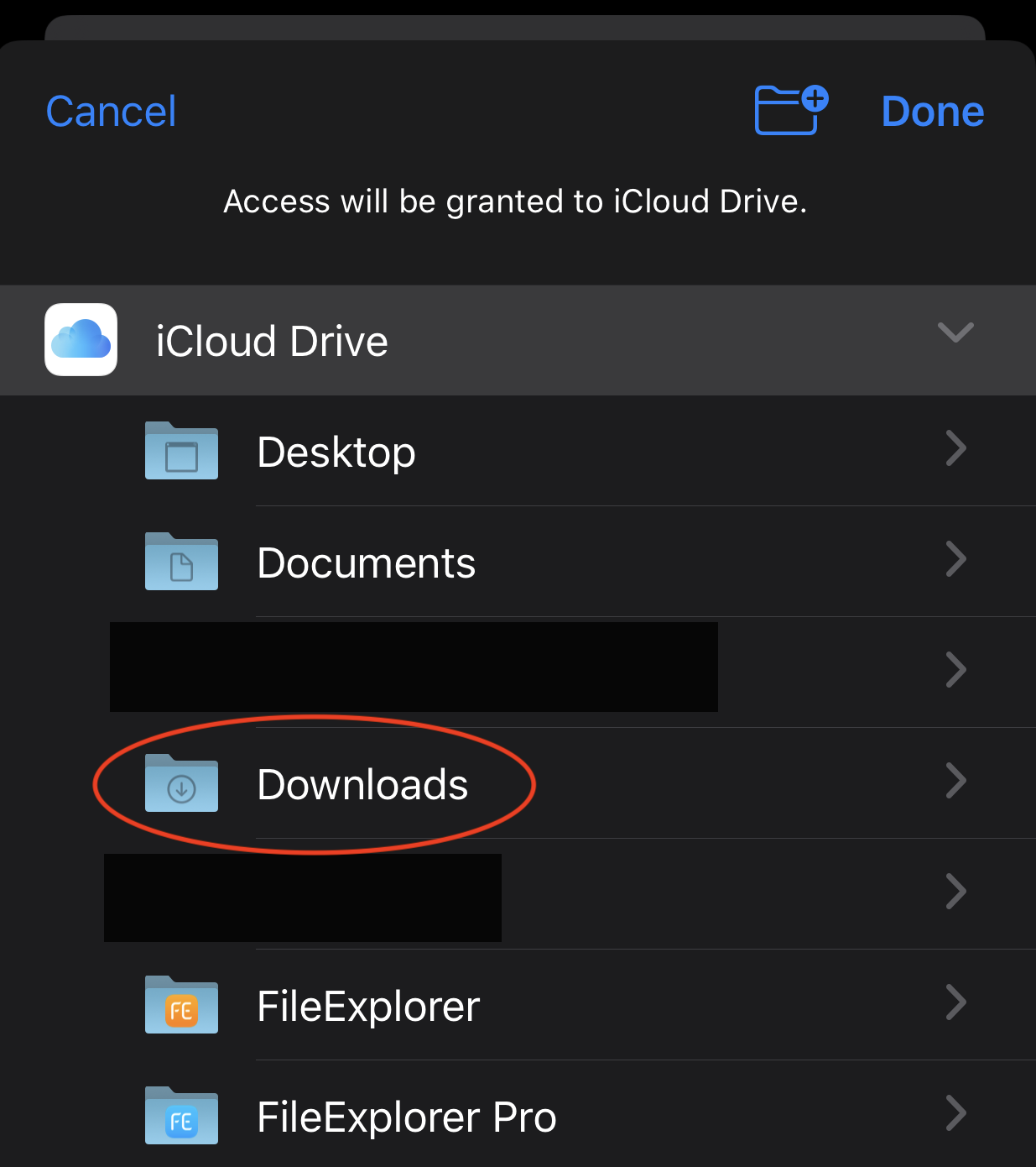 FE File Explorer の接続リストにある外部フォルダ