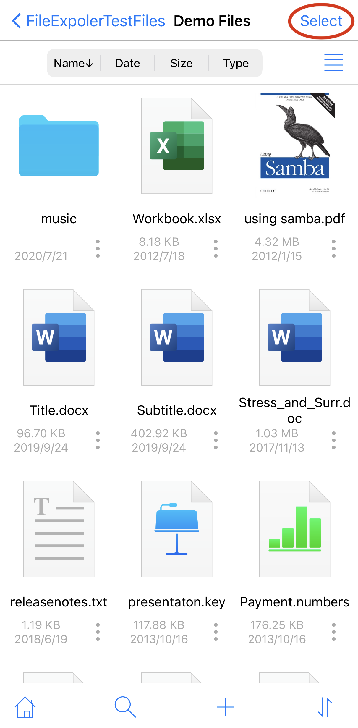 FE File Explorer でファイルを選択する