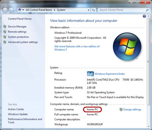 Computername in Windows 7