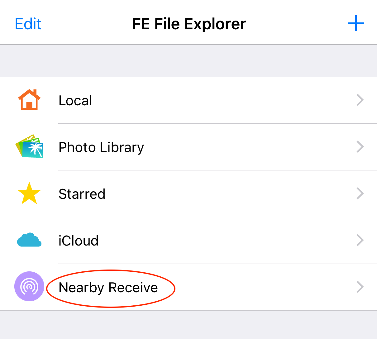 Opening Nearby Receive in FTPManager