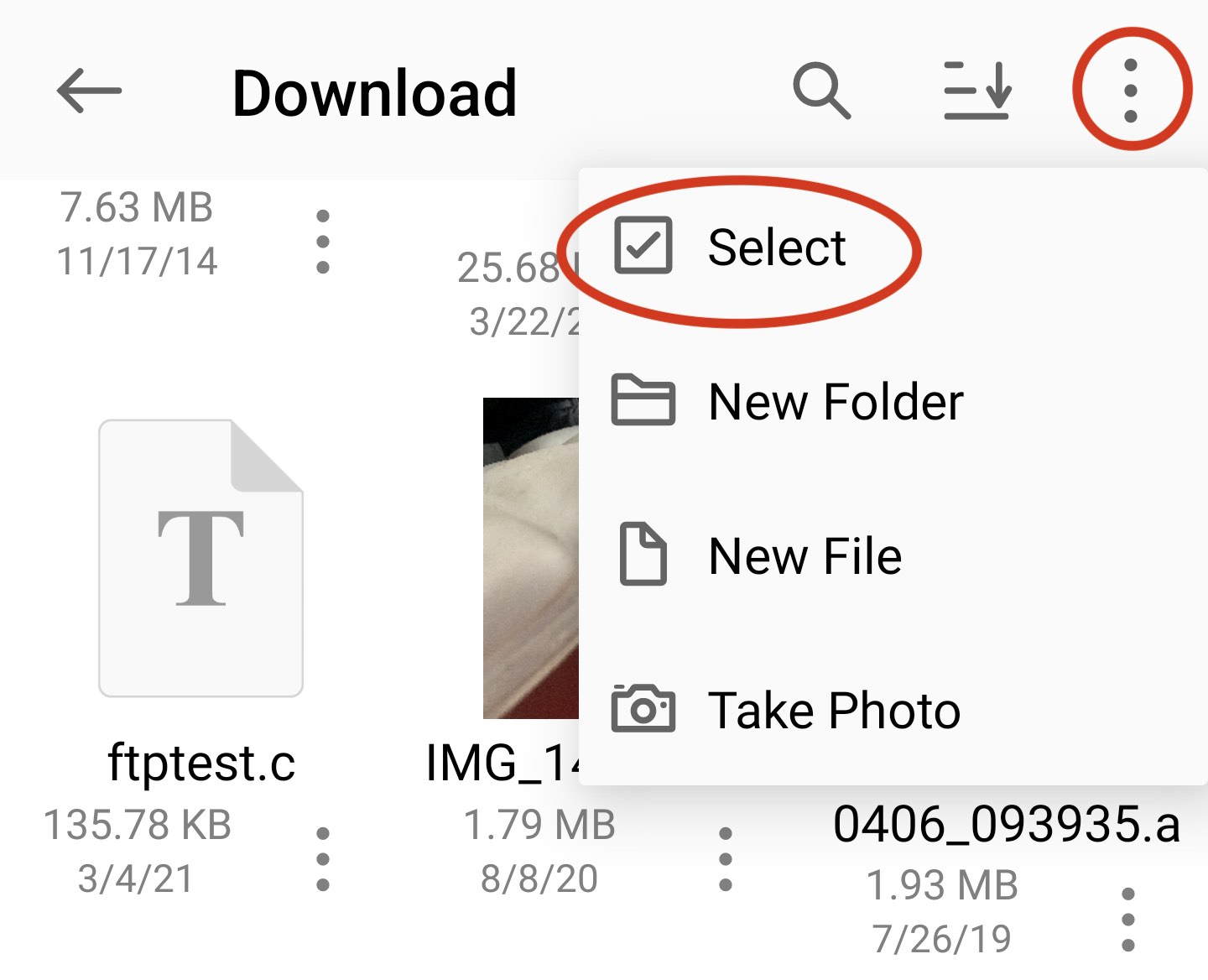 Owlfiles for Android でファイルを選択