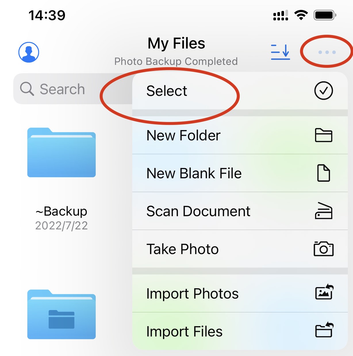 Ausgewählte Dateien in Owlfiles für iOS