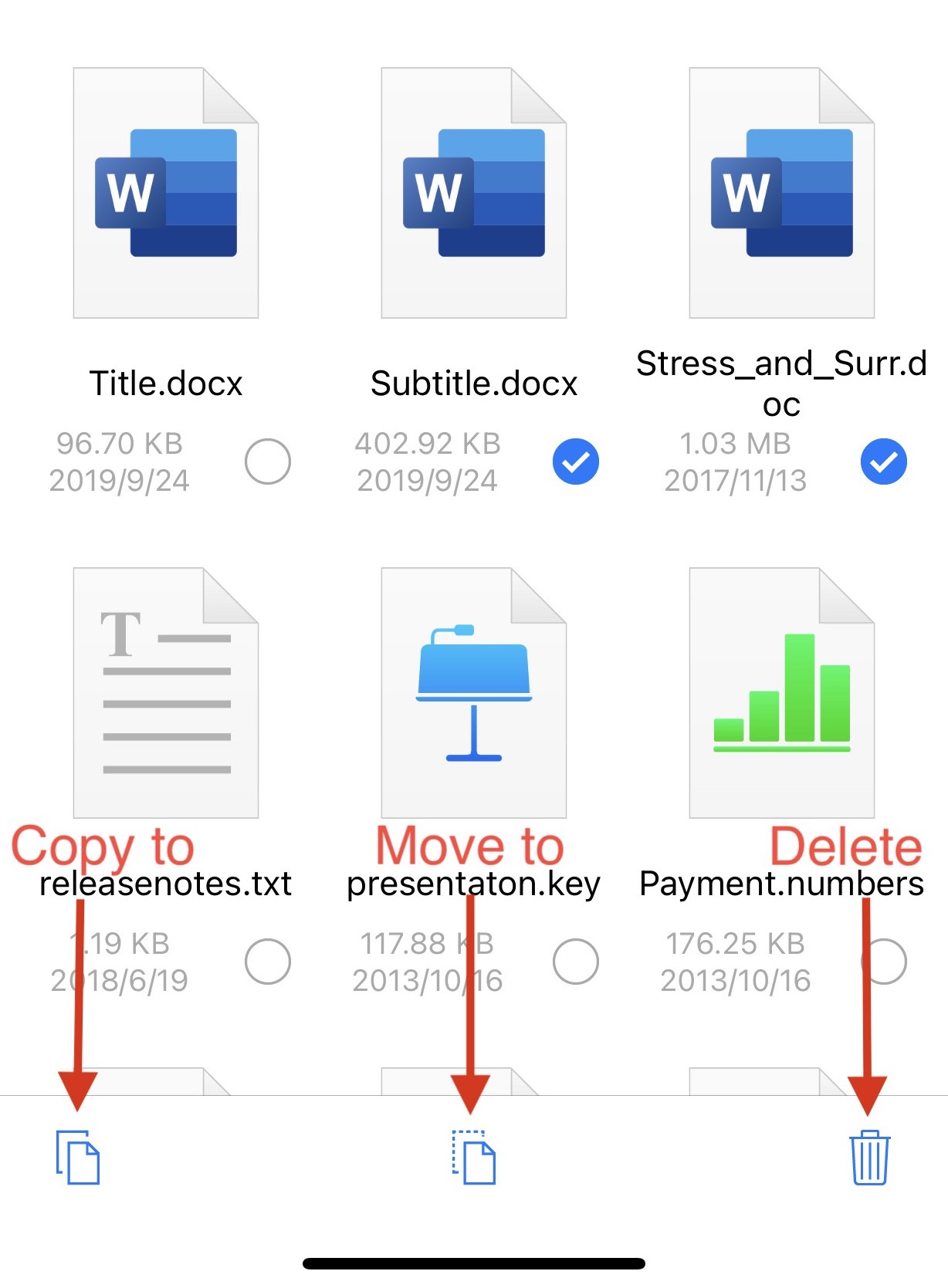 Dateiaktionen in Owlfiles für iOS