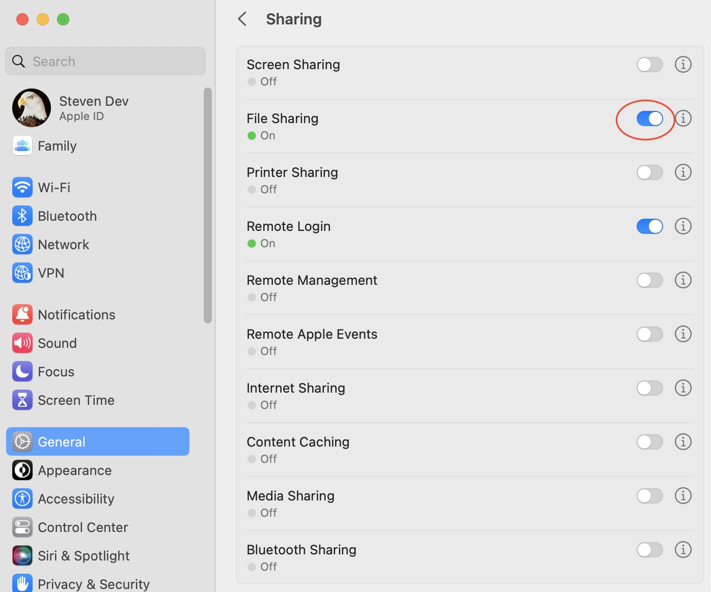 macOSでファイル共有を再起動