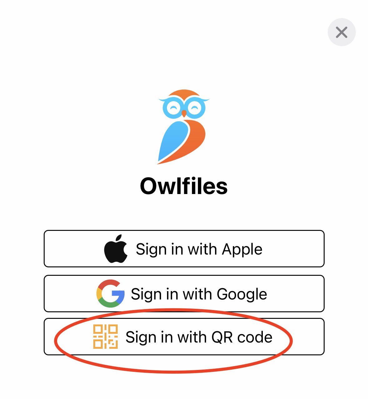 QRコードでサインインのオプション
