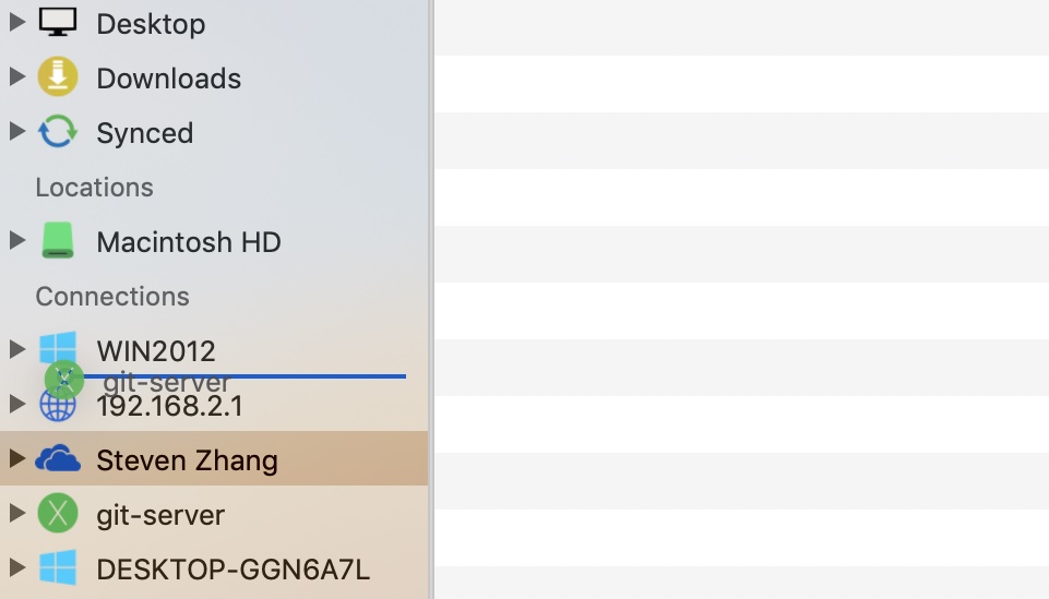 Owlfiles for macOS で接続を並べ替える