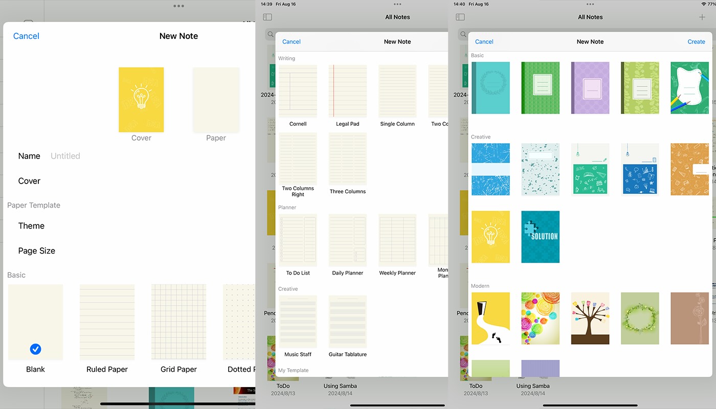 UltraNotes covers and note templates